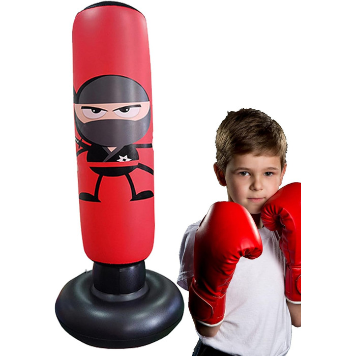 Боксерський мішок для дітей Karate 65 см зі стійкою для тренувань, червоний