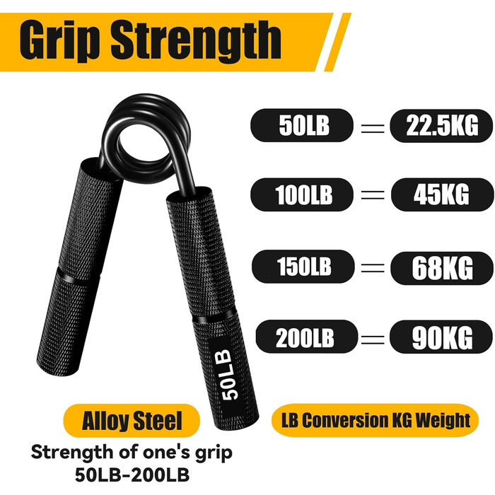 Набір з 4 еластичних тренажерів для рук та пальців, регулювання опору 22.5-90 кг, для спортсменів та відновлення, неслизьке покриття