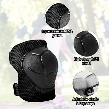 Набір захисту для дітей Riisoyu: наколінники, налокітники, шлем, захист для скейтборду, велосипеда, скутера, мотоцикла (чорний)