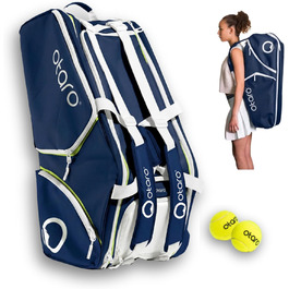 Сумка для тенісу Otaro Tennistasche 82L: Термосумка для 4 ракеток, відділення для взуття та охолодження, відділ для ноутбука, водостійка, синьо-біла