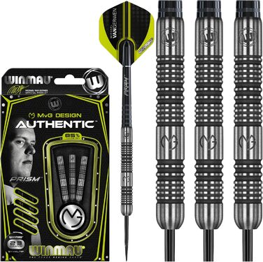 Дартс набір WINMAU Michael Van Gerwen MvG, вольфрамові, сталевий наконечник, з призматичними крилами та шафтами