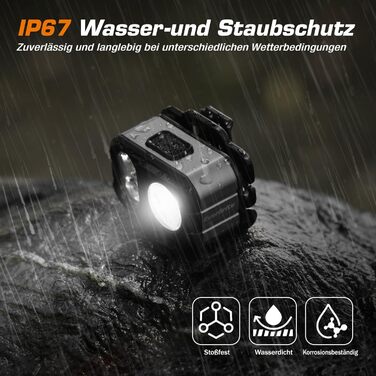 EverBrite LED налобний ліхтар: перезаряджуваний, 45г, IP67, 7 режимів, червоне/зелене світло для бігу, походів, кемпінгу (сірий)