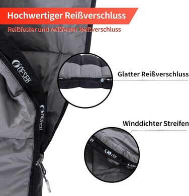 Сплячий мішок пуховий зимовий, 600FP+ Преміум пух, 12°C до -24°C, легкий та теплий для 3-4 сезонів, кемпінг, піші прогулянки та трекінг, оранжевий 12°C (чорний 0°C)