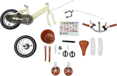 Дитяче велосипед 12 дюймів, 2-4 роки, регульована висота, з додатковими колесами та кошиком. Підходить для хлопчиків та дівчаток (жовтий)