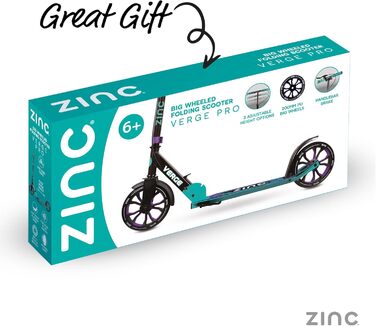 Самокат міський Zinc Verge Pro Commuter – регульована висота, чорно-зелений