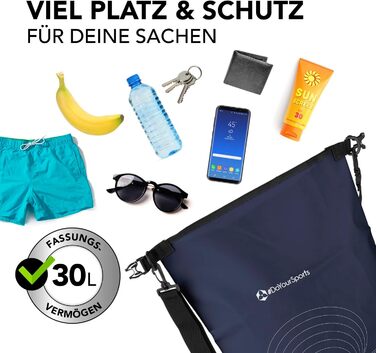 Водонепроникний рюкзак Dry Bag 30L Sonar, темно-синій | Сумка-мішок для активного відпочинку, риболовлі та кемпінгу