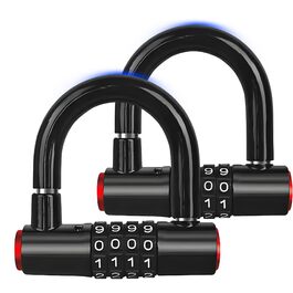 Замок для велосипеда комбінований (4 цифри) - сталевий U-Lock, захист від крадіжки, вологостійкий, з чохлом. Підходить для електровелосипедів, гірських велосипедів, міських велосипедів