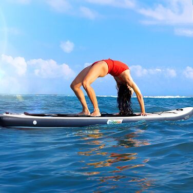 Надувне SUP-борд Zupapa 366см/320см (12ft) з аксесуарами | Stand Up Paddle Board з сидінням для каяка | Чорно-біло-сірий комплект