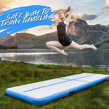 AirTrack Nordic Carbon – надувний гімнастичний мат 3/4/5/6/8 м з насосом, 1,5 м ширина, 15 см товщина, для дому, гімнастики та черлідингу