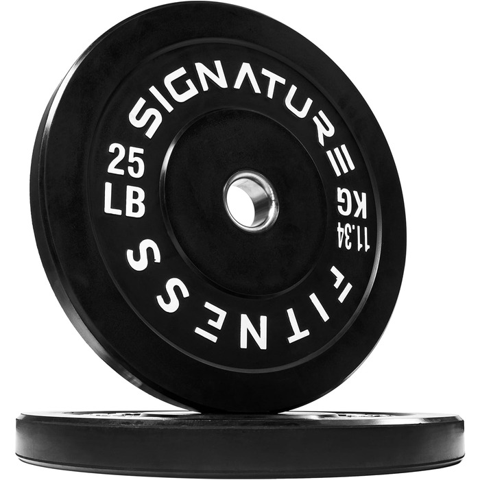 Олімпійські диски Signature Fitness 5,1 см з сталевою втулкою, чорні, 11,3 кг, пара або набір