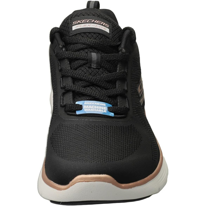 Жіночі кросівки Skechers Flex Appeal 5.0 — Спортивне взуття з дихаючої сітки, чорні з червоно-золотистим декором, розмір 38.5 EU