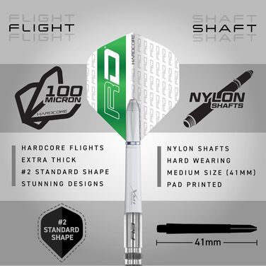 Дротики для дартсу Red Dragon Javelin Premium, вольфрамові, 26 г, 2 шт, стіл-тіп, з оперенням і хвостовиками