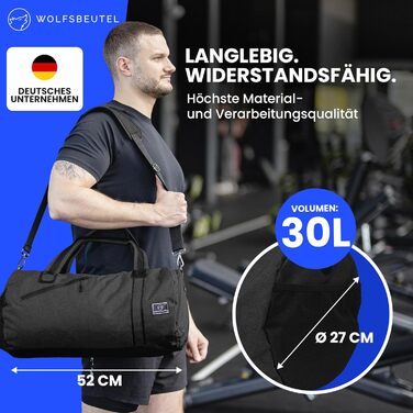 Сумка WOLFSBEUTEL 30 л спортивна та дорожня з відділенням для взуття та вологих речей, водонепроникна, для жінок і чоловіків, з плечовим ременем — для спортзалу, басейну, подорожей