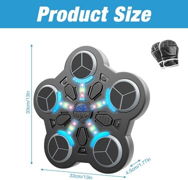 Музична бокс-машина: LED тренажер для музики та боксу, Bluetooth, 3 режими швидкості, підрахунок ударів, для дітей та дорослих