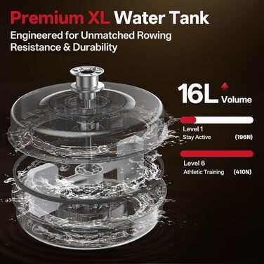 Гребний тренажер JOROTO для дому, дерев'яний, складаний | Bluetooth, сумісність з Kinomap | Макс. вага 150 кг, 16 л резервуар для води