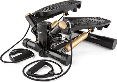 Gymtek XST500 Степпер - Міні тренажер для фітнесу та пілатесу з LCD-дисплеєм, лічильником кроків та підсвічуванням, чорний та золотий