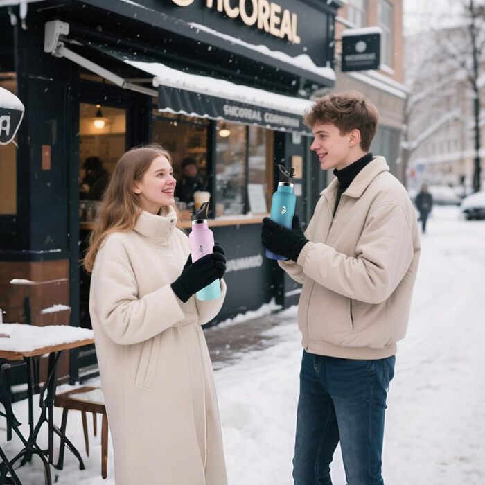 Термос-пляшка 500 мл, не містить BPA, з нержавіючої сталі, подвійна ізоляція, пляшка для води, термос-термокружка з трубочкою, для газованої води, кольори: Темно-синій & Темно-зелений