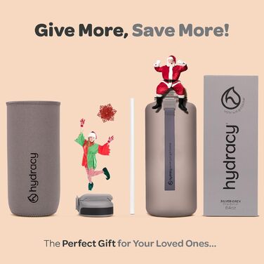 Водна пляшка Hydracy 2L зі трубочкою та таймером - BPA-free, спортивна, противитікання, без конденсату, сірий колір