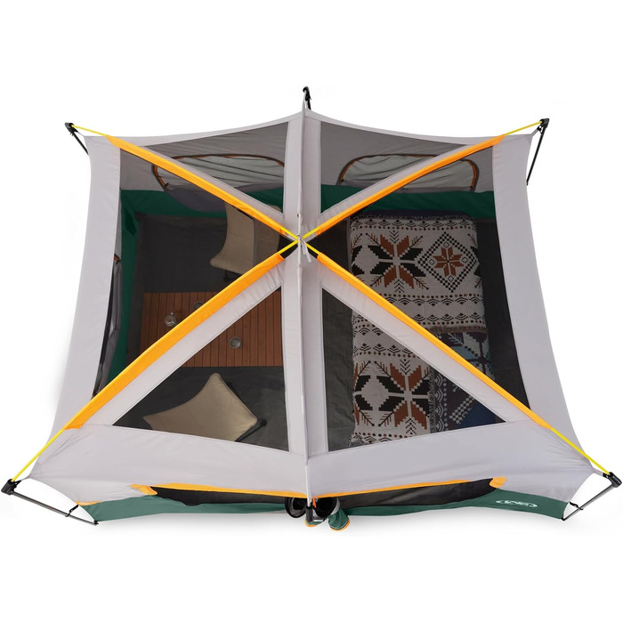 Намет кемпінговий 4-8 осіб Campingzelt водонепроникний, з тентом, зелений 360x270x200 см для кемпінгу, туризму та трекінгу