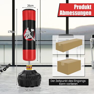 Боксерський мішок GYMAX з підставкою, на присосках, для дорослих та MMA - тренувальний мішок з амортизацією