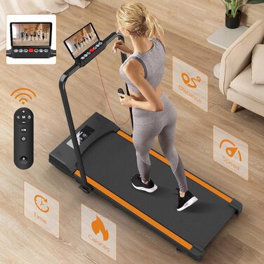 Біговий доріжка для дому Walking Pad, стіл для бігу, 1-10 км/год, LCD-дисплей, пульт керування, помаранчевий