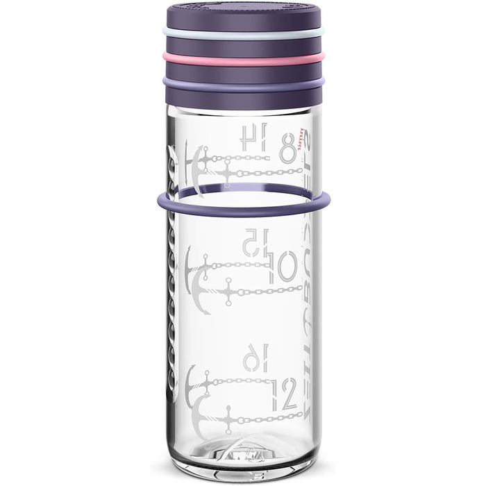 Мотиваційна пляшка для води 600 мл NAVIGATOR, з часом, для газованої води, BPA Free, лілова, ударостійка, герметична
