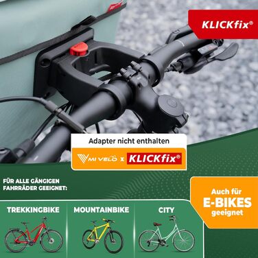 Велосипедна сумка на кермо MIVELO для KLICKfix, 100% водонепроникна, з відділенням для смартфона, для електровелосипедів, м'ятна