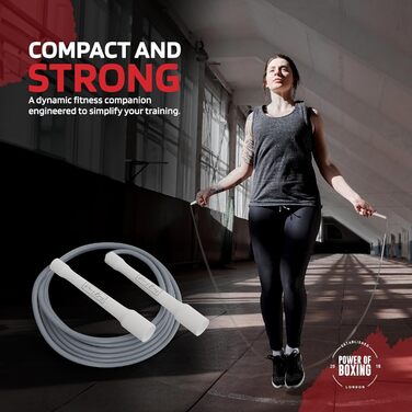 Скакалка POWER OF BOXING: для фітнесу, кардіо, спалювання жиру, боксу, MMA та кросфіту. Довговічний та легкий, сірий
