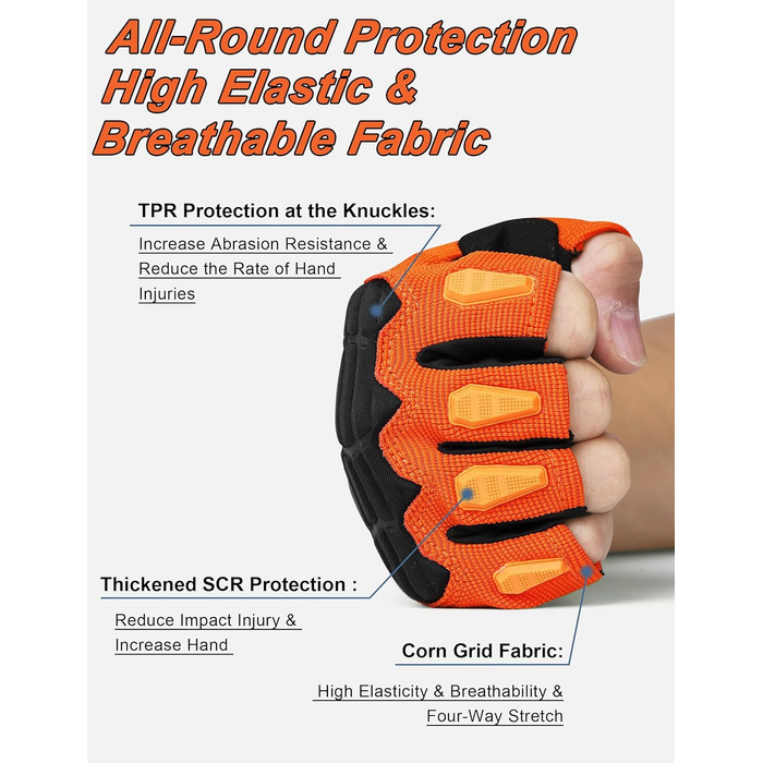 Велосипедні рукавички KUTOOK MTB для гірського велосипеда, чоловічі/жіночі, літні, з підкладкою 5mm Pam Pad, захист TPR SCR, сенсорний екран, дихаючі, KT202, Сіро-помаранчеві (M, Помаранчеві)