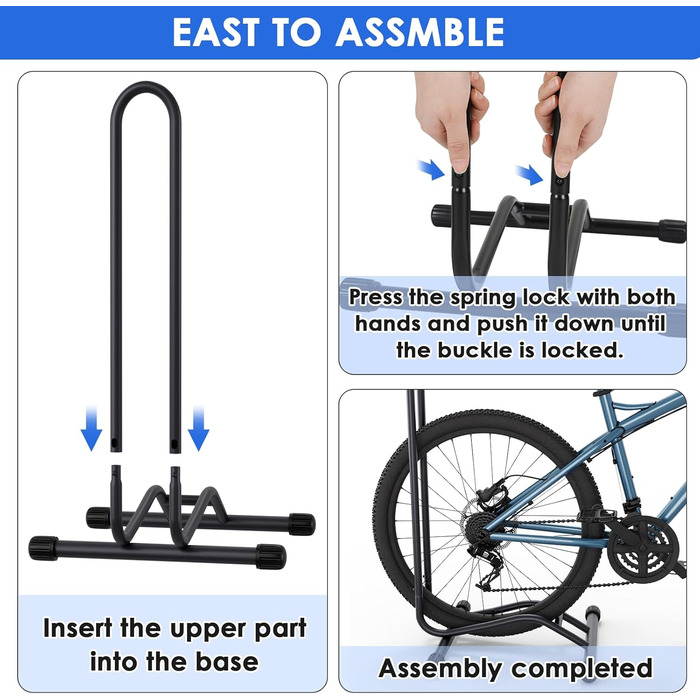 Підставка для велосипеда TLGREEN на підлогу, 3 шт. - для гірського, шосейного велосипеда, ширина шини до 80 мм, 20-28 дюймів, чорна