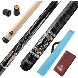 CUESOUL Більярдний кий 58 дюймів, 21oz, наконечник 13 мм, з обмоткою Irish Wrap, у синьо-коричневій сумці для кия