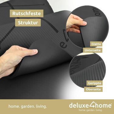 Йога мат для занять спортом | Deluxe4Home® - неслизька фітнес-мат з ручкою для перенесення | для йоги та пілатесу | чорна тренувальна мат з розміткою