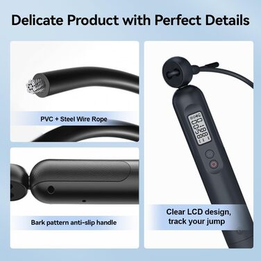 Скакалка Fitdays з лічильником, розумний вантажний канат для тренувань, регульований канат для початківців та професіоналів, Jump Rope з аналізом даних через APP, підрахунок калорій