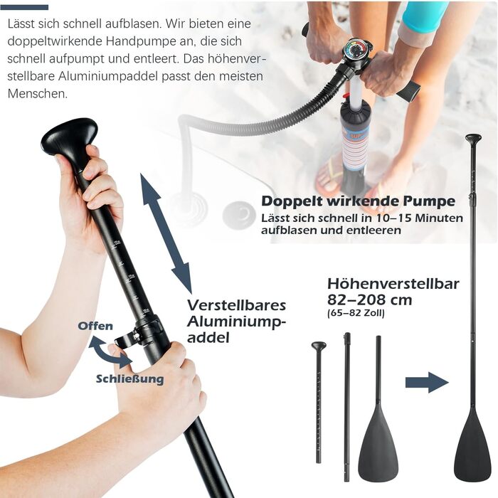 Надувний SUP-борд ADVENOR з аксесуарами: весло, рюкзак, насос, лінія, сумка, ремкомплект (зелений)