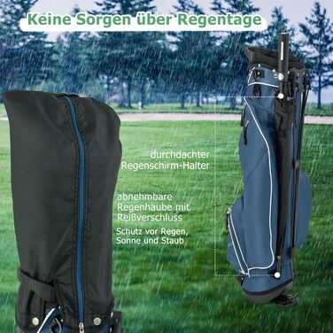 Сумка для гольфу GYMAX, стабільна сумка для ключок з ручками та стійкою, туристична сумка для гольфу, портативна (Блакитна)