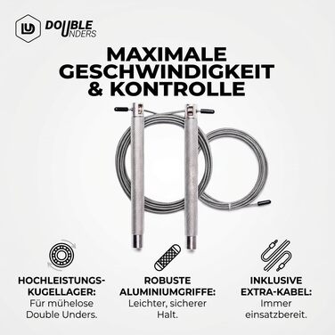 Стрибкове канат Springseil Speed Rope: регульований, для CrossFit, боксу, фітнесу, металеві ручки (срібний)