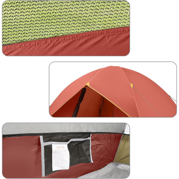 Намет кемпінговий Campingzelt купольний 2/3/4/6 місць, легкий, портативний для кемпінгу, пляжу, походів, сірий/червоний