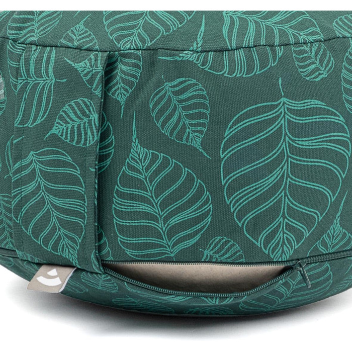 Медитаційне подушення Bodhi RONDO | Знімний бавовняний чохол 100% | Наповнювач з органічної житньої лузги | Висота 14-20 см | Петля для перенесення | Колекція Maharaja (Мінералово-блакитний RAJA/сріблястий-універсальний)