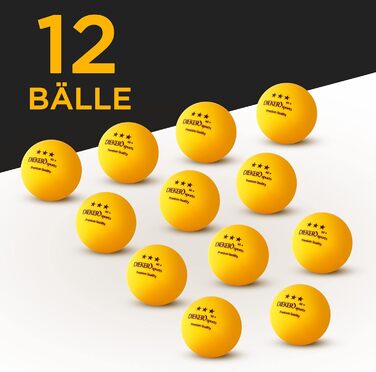 Преміум тенісні м'ячі Dieker Sports 3 зірки - [12, 42 та 100 шт] - з відеокурсом - [м'ячі для пінг-понгу преміум класу] - Відповідно до стандарту ITTF - М'ячі для настільного тенісу, аксесуари для настільного тенісу 12 шт.