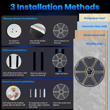 Музичний боксерський тренажер: електронна машина для ударів з Bluetooth, 9 режимів, лічильник ударів, для дорослих (сірий)