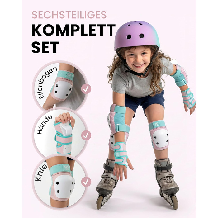 Захист для колін та ліктів 99FLIPS для дітей 3-8 років, рожевий (Candy PINK) - комплект для роликів, скейтборду, самокату (XS)