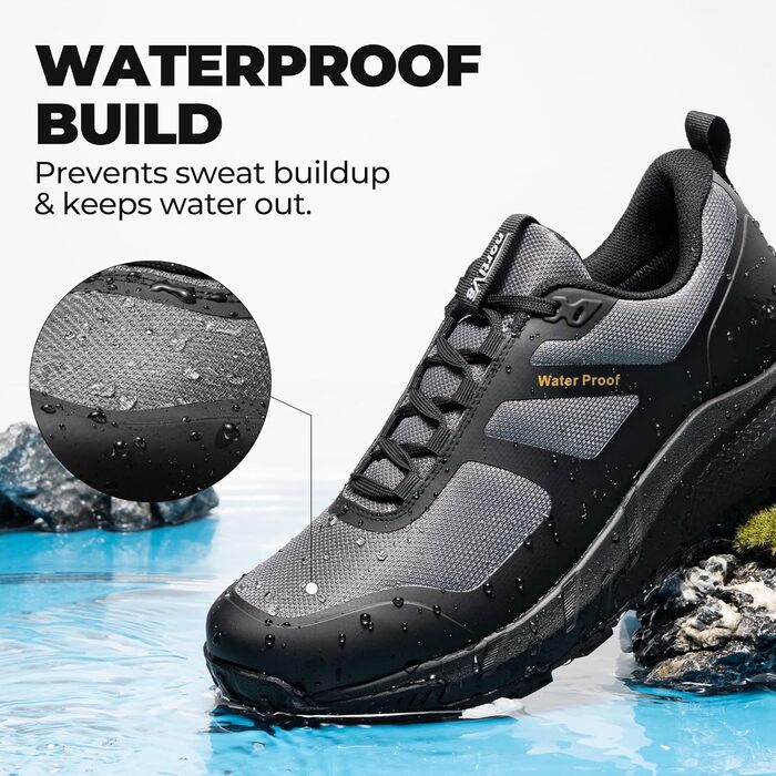 Чоловічі водонепроникні трекінгові черевики NORTIV 44 EU (Чорний, Сірий) - для туризму, хайкінгу та активного відпочинку