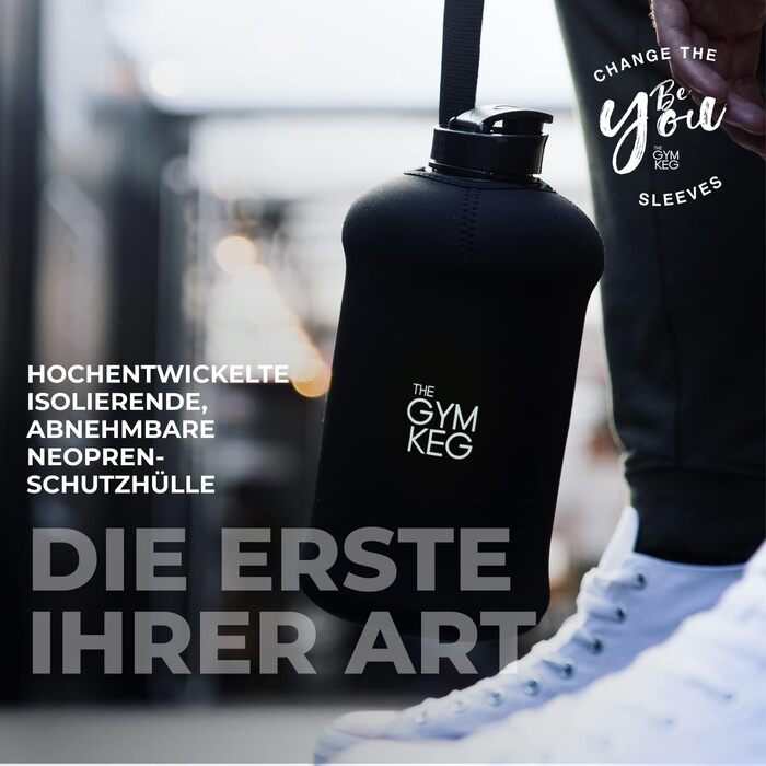 Гімнастична пляшка для води Gym Keg 2.2L з сумкою та ручкою. Спортивна пляшка для фітнесу, йоги, екологічна, BPA Free (Чорний Stealth)