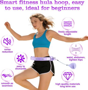 Розумний хулахуп для схуднення з обважнювачем та лічильником, 18 вузлів, розбірний, для жінок та чоловіків