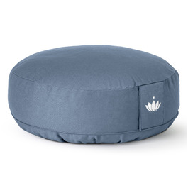 Медитаційне подушечка Lotuscrafts® з низькою посадкою 10 см, для йоги та медитації, з льоноподібною начинкою, кругла подушка, знімний чохол, сертифікат GOTS (Морська синя)