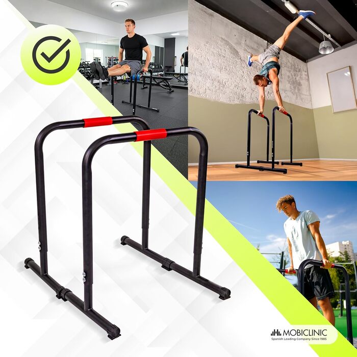 Mobiclinic® Дисбаран, турнік для віджимань та підтягувань, регульована висота 79-89 см, неслизькі ручки, гумові ніжки, посилена сталь, для фітнесу, Twins