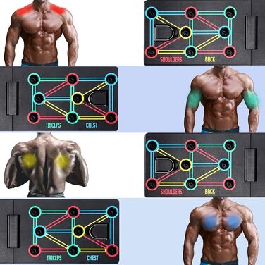 Дошка для віджимань AOUZEA Push Up Board 12-в-1: багатофункціональна, портативна, з захисними рукавичками та силіконовим килимком
