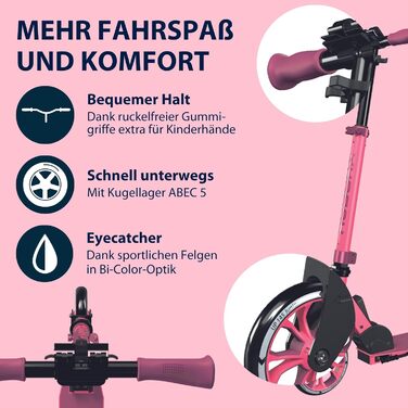 Дитячий самокат Hudora Scooter Up 145 Junior - безпечний та якісний самокат для дітей від 3 років, складний, регульована висота, 145 мм колеса