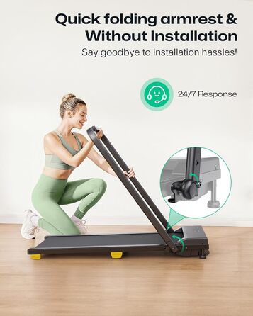 Біговий доріжки з нахилом 9% - складаний Walking Pad з безпечним руків'ям, режим HIIT одним дотиком, для ходьби, бігу та джогу вдома, без збирання, з пультом керування та LED-дисплеєм (чорний)