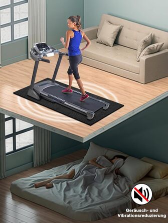MAXVINI Складаний килимок для захисту підлоги під тренажери, 180x80 см / 160x75 см, 6 мм, високощільний ПВХ, для бігової доріжки, орбітрека, велотренажера, домашнього спортзалу